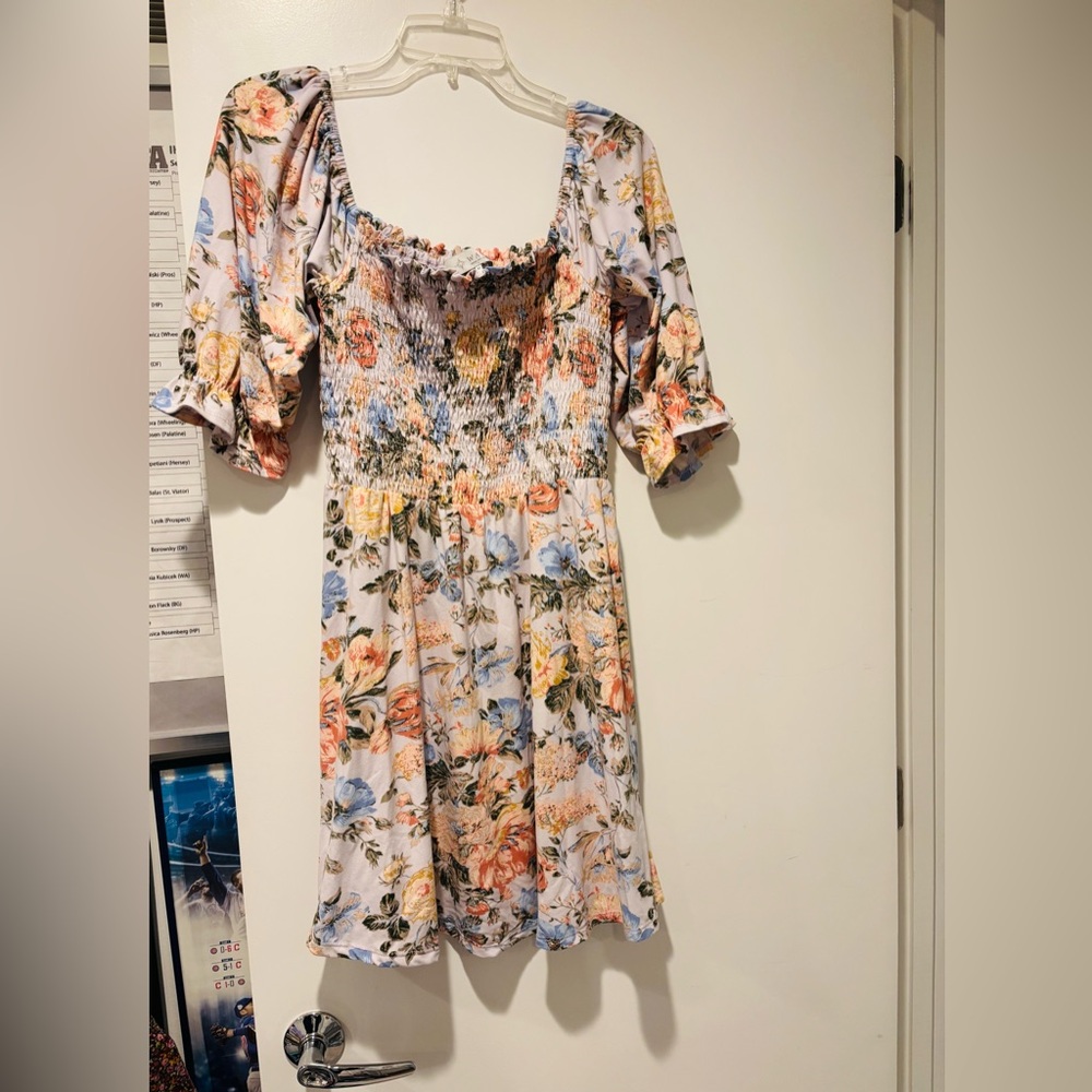 WAYF, Floral Smocked Dress, Size Medium